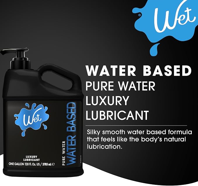Wet Silver Water-Based Lubricant | Long-Lasting, Original Premium Formula | Vegan, pH-Balanced, Hypoallergenic, Paraben-Free, Non-staining | Lube for Men, Women & Couples, 128 fl oz