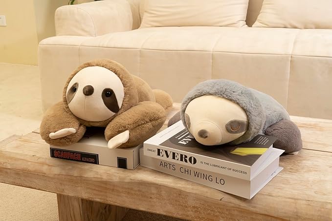 Niuniu Daddy Weighted Sloth Stuffed Animals for Anxiety, Large Plush Animal Pillow Kids Adults, 20in Cute Plushies Toy as Gifts Presents Christmas Birthday, Brown, SET-Above 3lb