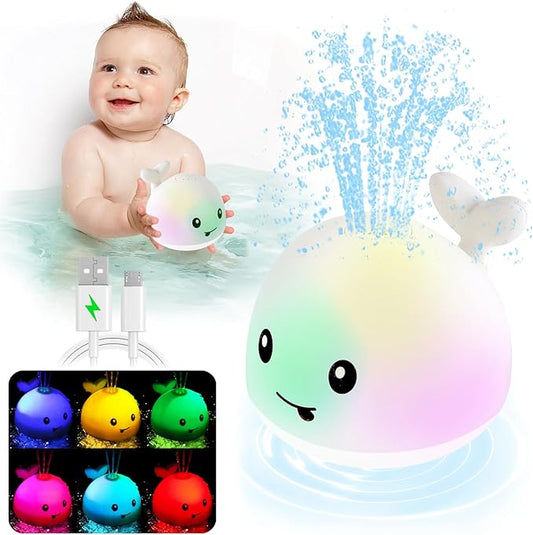 Baby Bath Toys, Toddler Bath Toys for Kids Ages 1-3, Valentines Day Gifts for Babies, 1 2 3 Year Boy Girl Gifts Baby Toy 6-12-18 Months Light Up Whale Bath Toy Sprinkler Bathtub Pool Water Toy