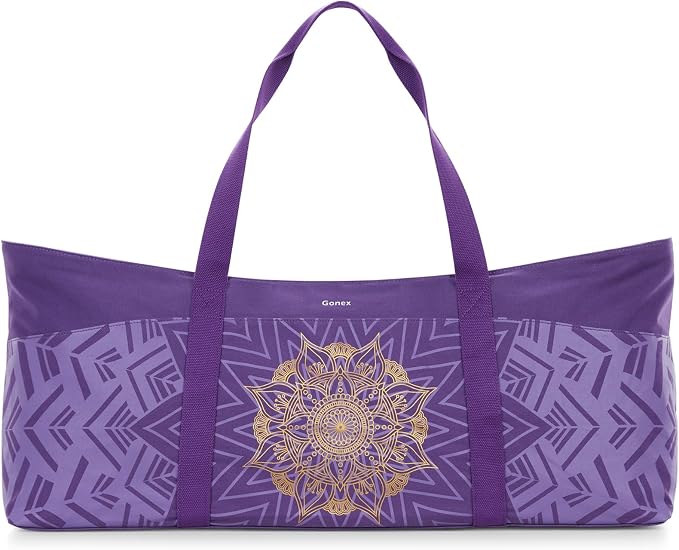 Gonex Yoga Mat Bag, Extra Canvas Gym Bag with Waterproof Pocket Metal Zipper, Fits Mat & Blocks, Stylish Yoga Mat Carrier for Women, Ideal for Yoga, Pilates, Workout, Travel