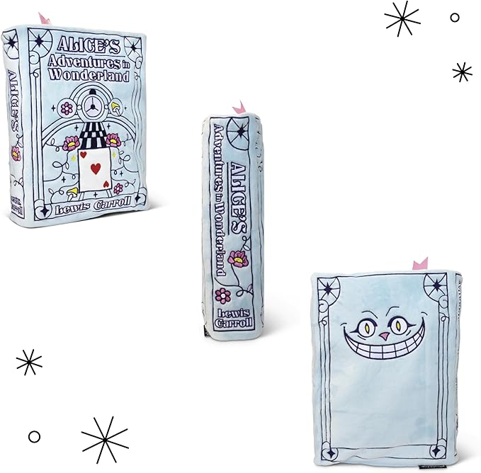 Punchkins Alice in Wonderland Book Plush, Soft Collectible Gift for Book Lovers, Readers, Teachers, Bookworms– Literary Decor for Library, Office, or Study– 11x7/PillowSize