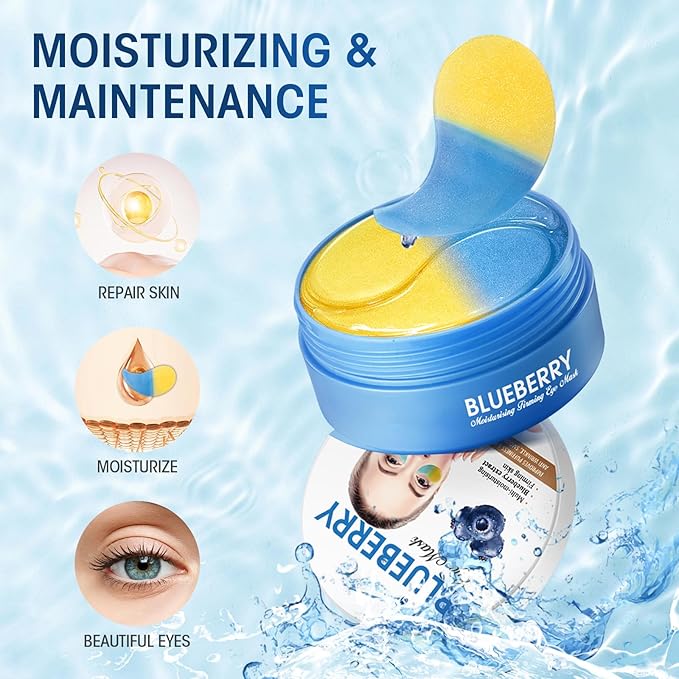 30 Pairs (60pcs) Under Eye Patches, Multi-Moisturizing Under Eye Mask Patches with Blueberry Extract,Cooling Eye Patches for Puffy Eyes and Dark Circles,Overnight Eye Patches for Night Shift Workers