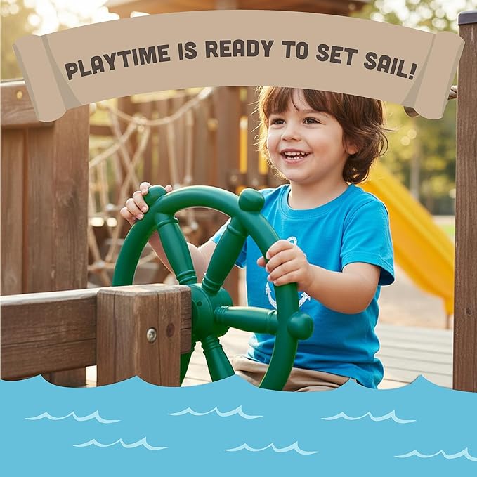 Squirrel Products Pirate Wheel 12" with Mounting Hardware, Made of Durable Weather-Resistant Plastic, for Kids Playgrounds - Green