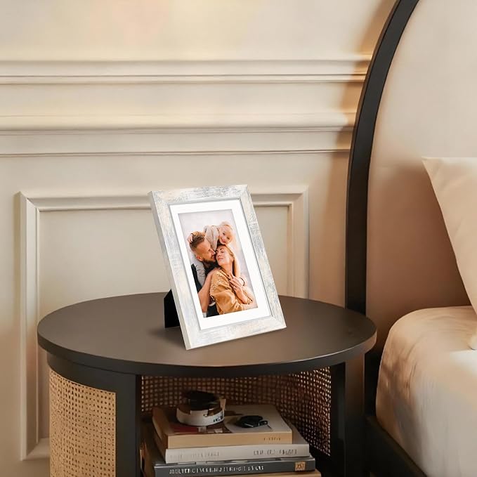 Fixwal 5x7 Picture Frame Set of 5, Vintage Photo Frame, Rustic Retro Picture Frame with Tempered Glass, Decorative Art on Walls and Tabletop Placement
