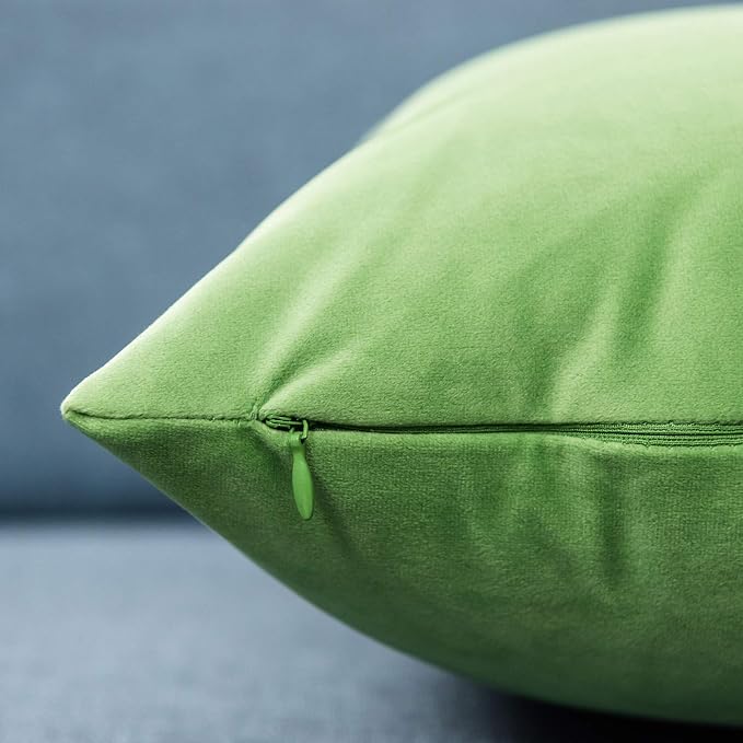 16x24 Velvet Throw Pillow Covers Set of 2 for Couch Bed Sofa,Apple Green | Decorative Soft Pillow Covers with Invisible Zipper for Couch Sofa Bed Living Room Bedroom Home Decor