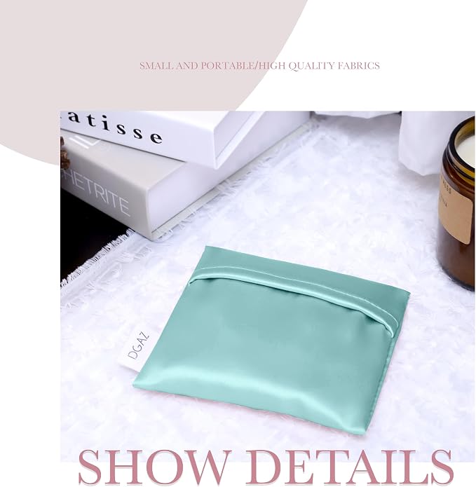 DGAZ silk Sanitary Napkin Storage Bag, Period Bag for Teen Aged Girls, Portable Period Bag for Panty Liners/Menstrual Cup/Small Tampons，Mini Makeup Bag for Purse(Blue Zephyr)