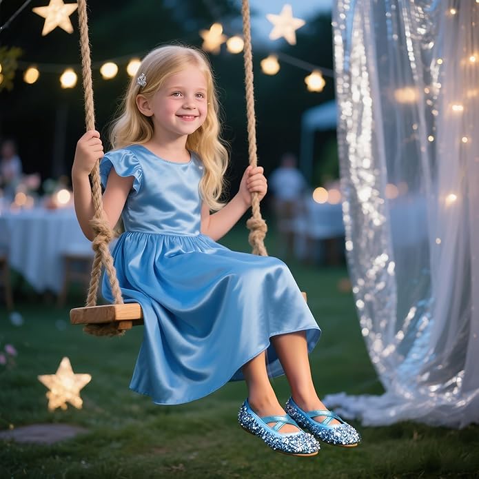 THEE BRON Mary Jane Ballet Flats - Girls' Dress Shoes with Hook & Loop Closure