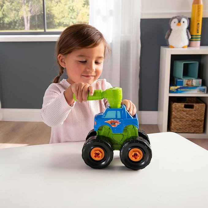 Build-A-Buddy Monster Truck - 2-in-1 Building Toys with Hand Ratchet for Take Apart Play - Toddler STEM Building Set - Construction Toy for Ages 18 Months and Up