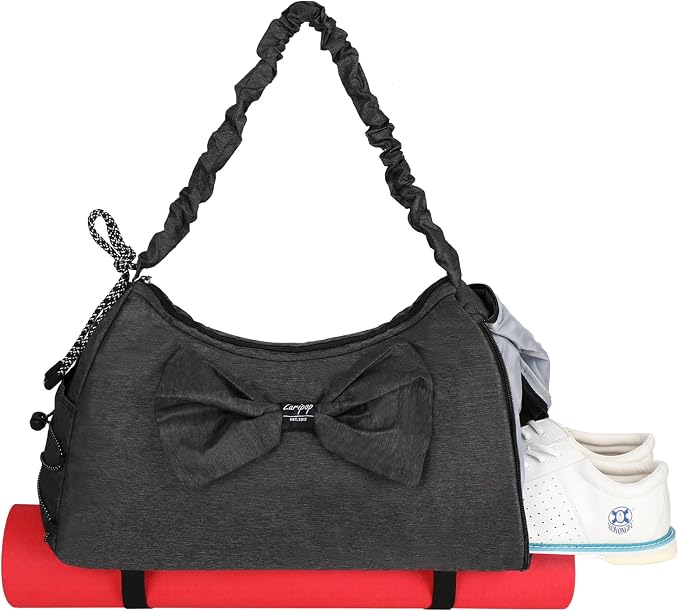 LARIPOP Yoga Bag for Women, Gym Duffel Bag with Shoe Compartment, Wet Dry Separate Pocket, Adjustable Yoga Mat Holder, Travel Weekender Carry On Overnight Bag