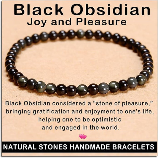 AD Beads Handmade Gemstone Stretch Elastic Bracelet Crystal Healing Reiki Nature's Beauty and Spiritual Essence Unisex