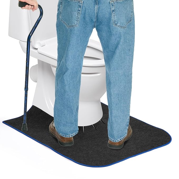 Upgrade Round Commode Potty Training Mats for Boys, Toilet Training Mats, Potty Training Toilet Rugs, Toilet Rugs u Shaped Washable,Toilet mats for Bathroom(4 Pack, Dark Grey)