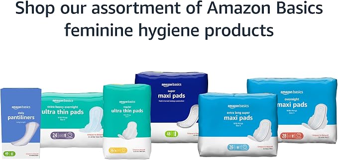 Amazon Basics Thick Maxi Pads with Wings for Periods, Overnight Absorbency, Feminine Pads, Unscented, Size 4, 112 Count (4 Packs of 28)