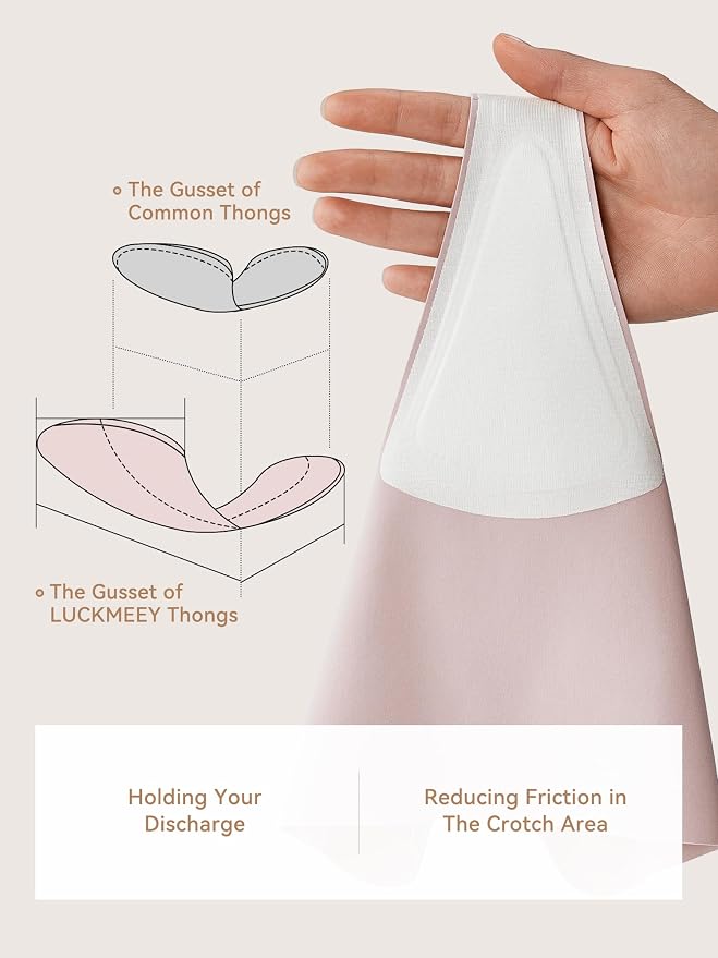 LUCKMEEY Cotton Thongs for Women Seamless Thongs for Women No Show Thong Panty Liners Workout G-String Thongs Underwear