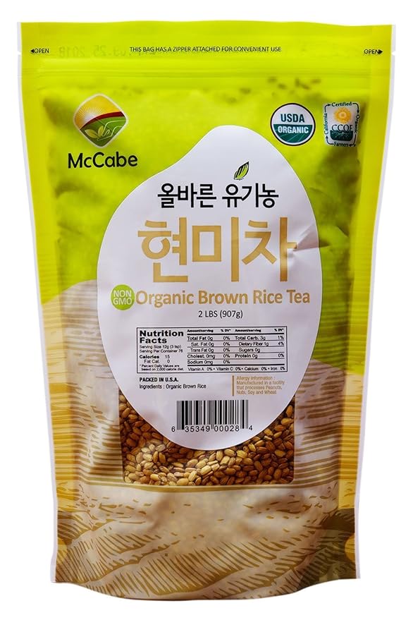 McCabe Organic Brown Rice Tea - Roasted Brown Rice Tea | Rich in Fibers and Minerals | USDA and CCOF Certified Organic | Product of USA | 2 Lbs (32 Oz)