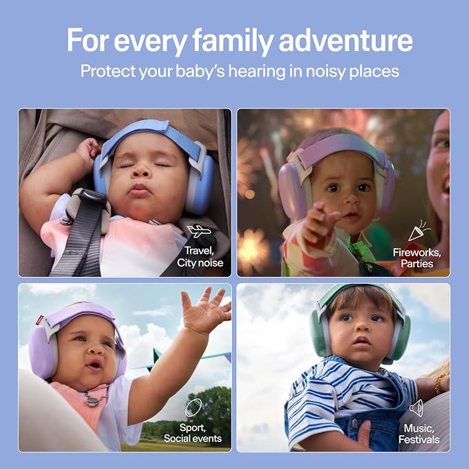 Alpine Muffy Baby Comfort - Protects Hearing for Babies and Toddlers - CE & ANSI Certified - Headband for Safe fit & Comfort - Adjustable for Ages 3-48 Months - 24dB Sound Reduction, Denim