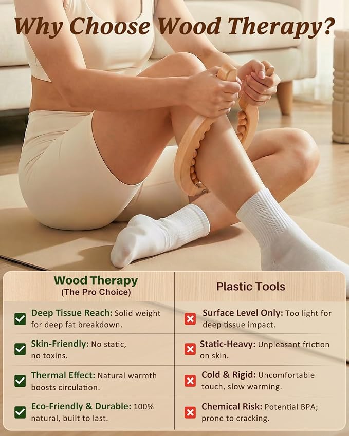 ONUEMP Wooden Cellulite Cellulite Massage Tool for Legs, Wood Therapy Maderoterapia Kit Colombiana for Lymphatic Drainage, Body Sculpting, Skin Tightening, Fascia Massage Muscle Roller