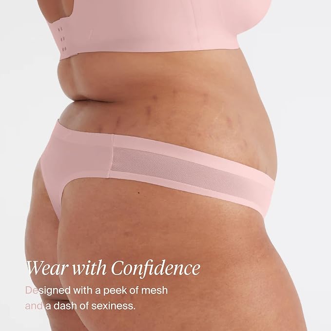 KNIX Women Leakproof Period Underwear Mesh Thong – Light Flow Protection, Absorbs 1–3 Regular Tampons, Seamless No-Show