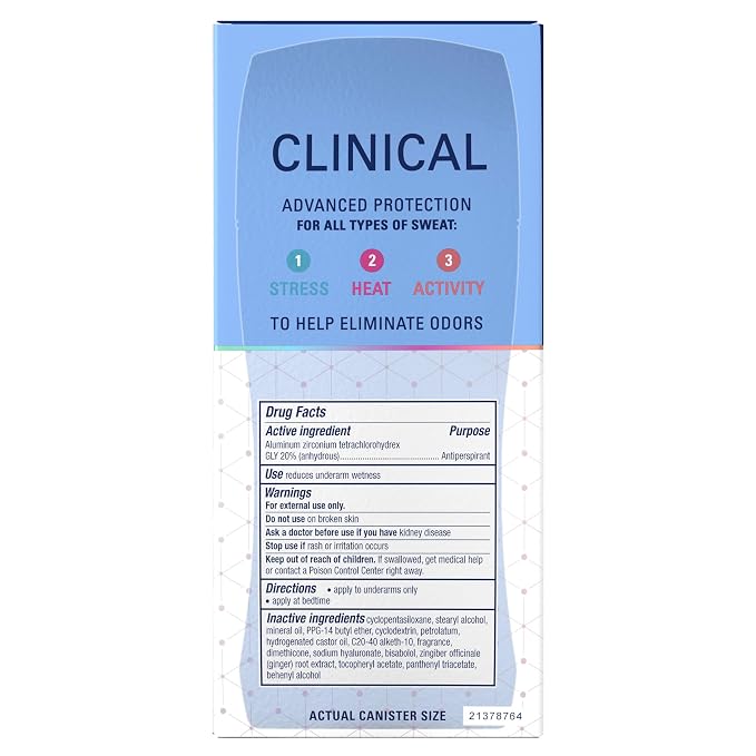 Secret Clinical Strength 100HR Sweat & Odor, Invisible Solid Antiperspirant Deodorant for Women, 3X Stress Protection with Hyaluronic Acid, PH Balanced, Clean Lavender Scent, 2.6 oz (Pack of 12)