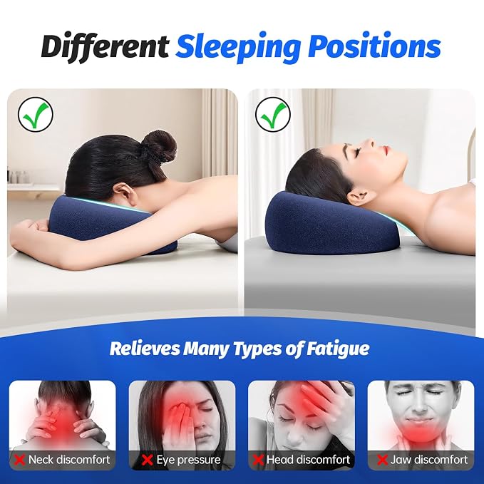 xiaomubiao Face Down Pillows for Massage Table, Massage Headrest for Bed, Face Pillow for Stomach Sleeping, BBL Pillow After Surgery Post Eye Surgery & Vitrectomy Recovery, Removable Cover Navy Blue