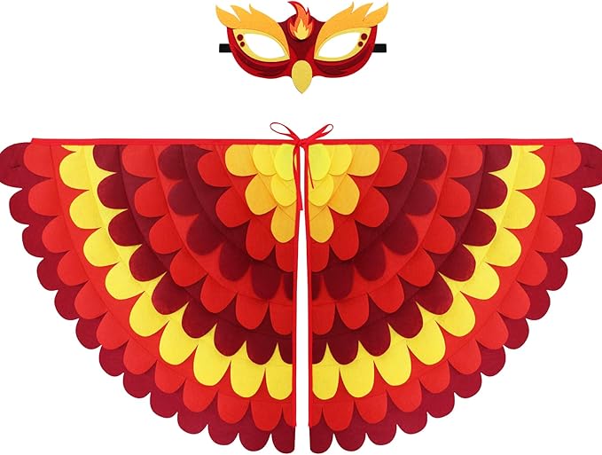 D.Q.Z Bird-Wings-Costume for Kids Dress Up, Felt Feathered Owl Parrot Chicken Animal Role Play Costume, Gift for Girl Boys
