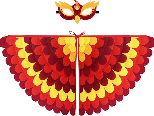 D.Q.Z Bird-Wings-Costume for Kids Dress Up, Felt Feathered Owl Parrot Chicken Animal Role Play Costume, Gift for Girl Boys