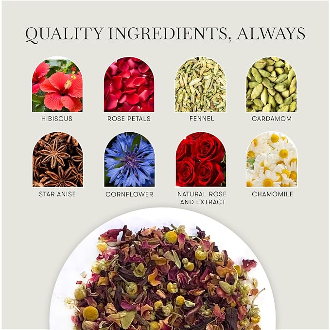 Luxmi Estates African Rose Organic Hibiscus Rose Tea (25 Tea Bags) Caffeine Free Tea Bags For Detox, Cleansing, and Digestion, With Certified Organic Herbal Tea | Direct From Source - Plant Based Biodegradable Tea Bags