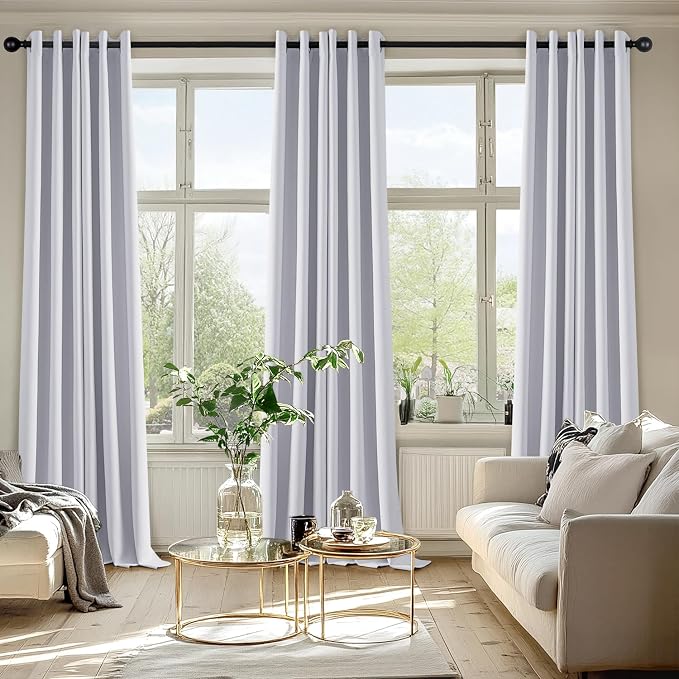 MIULEE Blackout Curtains for Bedroom 2 Panels 40x96 Inch Long Greyish White | Thermal Insulated, Living Room Darkening Grommet Drapes, Noise Reducing, Light Blocking Window Treatments