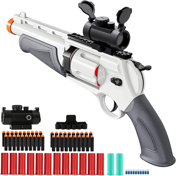 Toy Revolver Gun Toys for 8 9 10 11 12 13+ Year Old Boys Kids, Sports & Outdoor Play Toys Shotgun with Dart Bullet Holder & Scope, Play Toy Guns for Boys 8-13, Gifts for Birthday Halloween