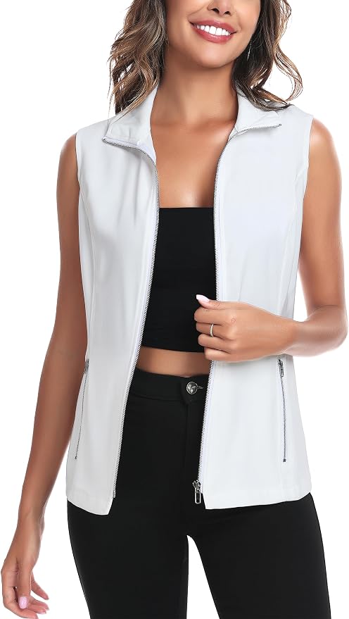 MISS MOLY Women's Lightweight Vest Casual Zip Up Utility Vest Hiking Golf Sleeveless Jackets with Pockets