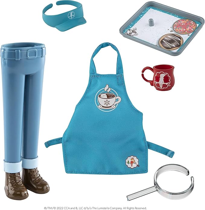 The Elf on the Shelf Christmas Tradition Box Set with Elf (Dark Tone Boy), Story Book and MagiFreez Cocoa to Go Barista Accessory Set (Multi-Item Bundle)