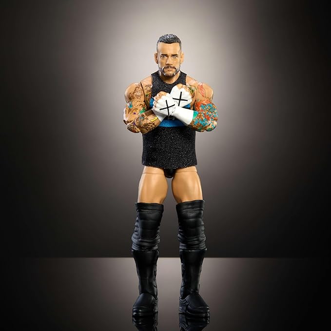 Mattel WWE Top Picks Elite Action Figure & Accessories Set, CM Punk 6-inch Collectible with Swappable Hands, Ring Gear & 25 Articulation Points