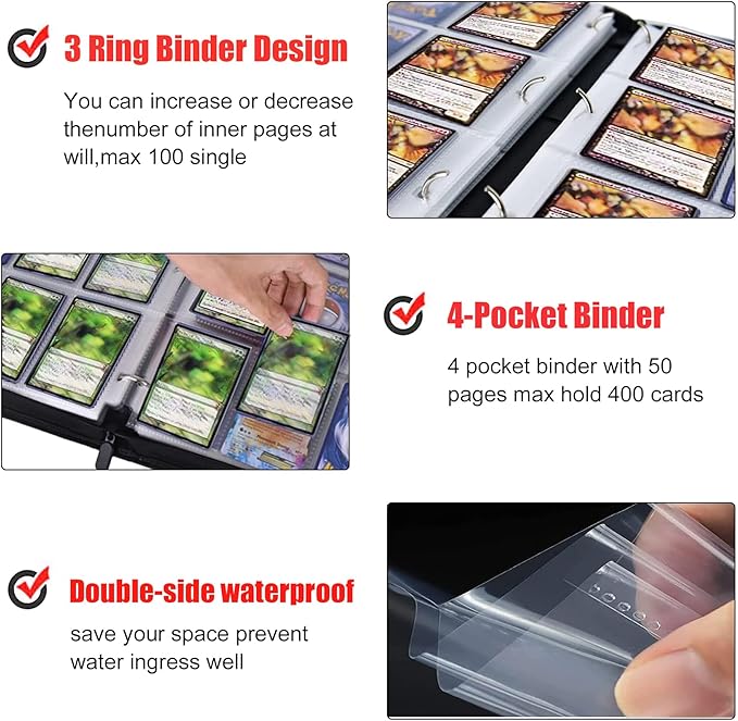 400 Pockets Zoro Card Binder for One Piece Zoro Cards,Portable Waterproof Card Storage Book with Removable Sleeves, Children Gifts for Anime, Sword and TCG Card, Luffy-Style 6, WEST010