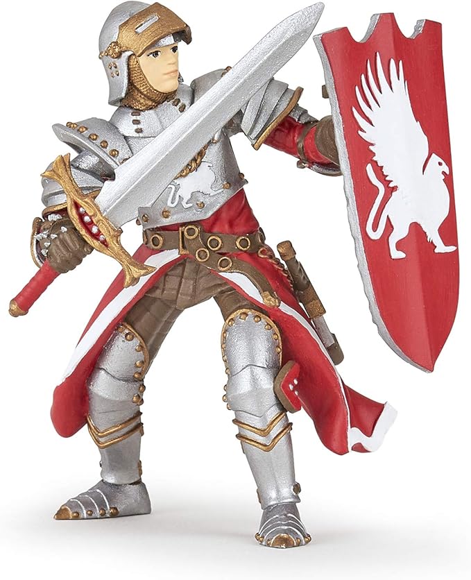 Papo - Griffon Knight Figure - Medieval Fantasy Warrior Toy for Kids Age 3+ - Hand Painted Elite Royal Guard with Armor and Shield - 7 x 5 x 8.5 cm - Durable Plastic Toy - Fantasy Collection - 39956