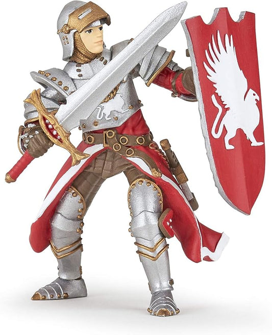 Papo - Griffon Knight Figure - Medieval Fantasy Warrior Toy for Kids Age 3+ - Hand Painted Elite Royal Guard with Armor and Shield - 7 x 5 x 8.5 cm - Durable Plastic Toy - Fantasy Collection - 39956