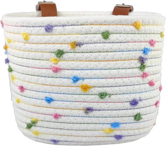 Kids Bike Basket for Boys and Girls, Children's Bicycle Basket Woven With Sisal Rope, Cute Decorative Accessories for Balance Bikes and Scooters