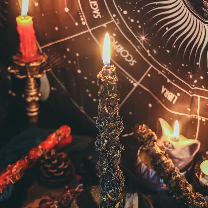 Spell Candle, Ritual Candles, Witch Candles, Altar Candles, Dressed with Altar Oil and Herbs, 8 Candle Set, Pray for Love, Protection, Wealth and Health
