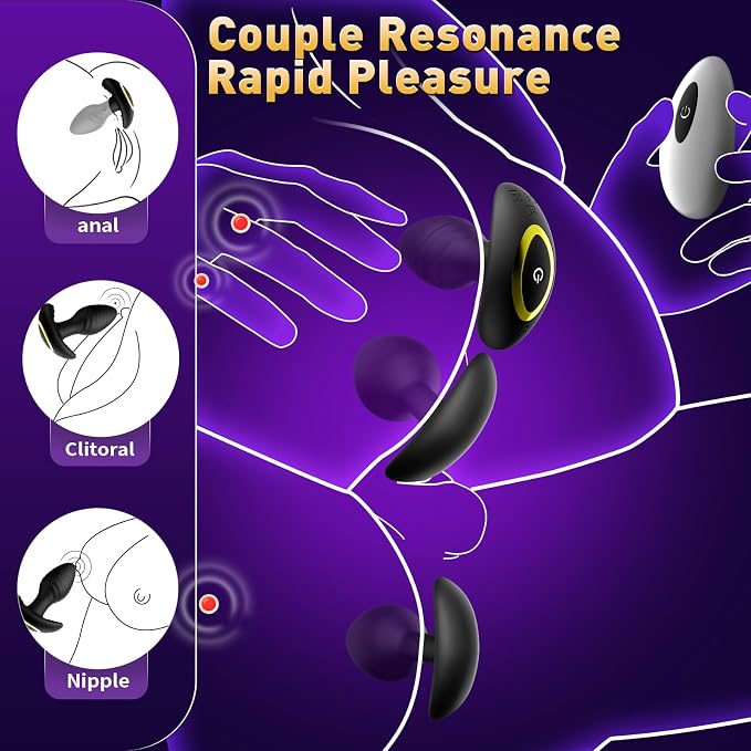 360° Rotating Vibrating Butt Plug，3PCS Anal Plug Sex Toys for Men Women，Anal Dildo Vibrator with 10 Frequencies APP Control, Silicone Anal Toys Adult Toys Nipple Weight Toys