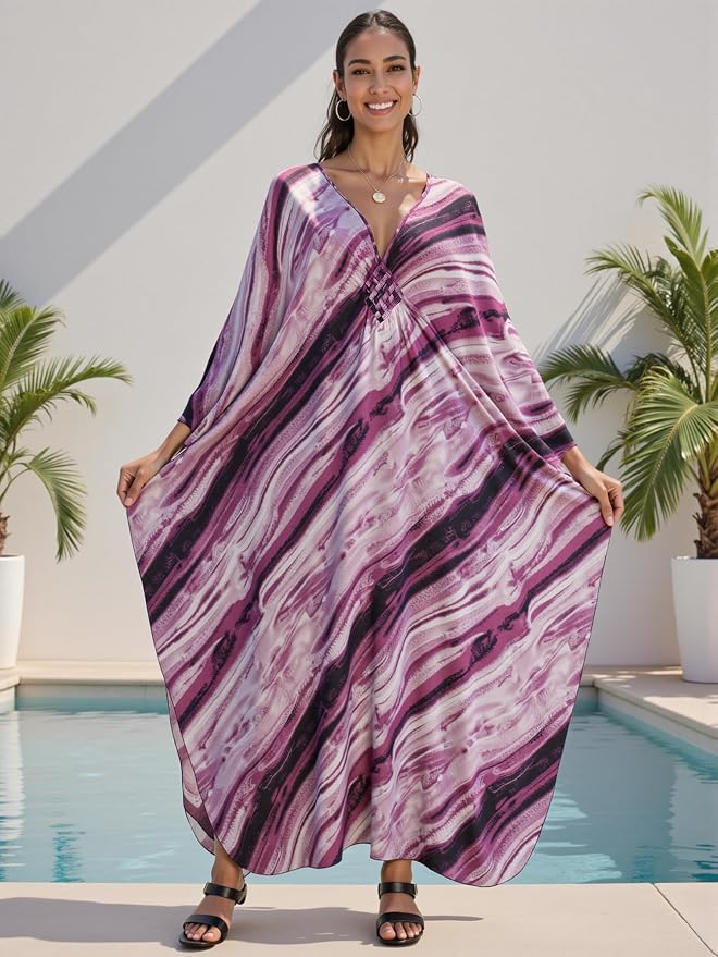 Mumu Dresses for Women Plus Size, Bohemian Kaftan Beach Cover Up Long Maxi Nightgown Soft Loungewear
