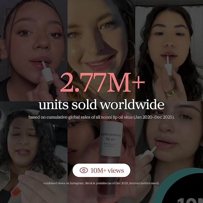NOONI Korean Lip Oil - Applewine | Long-Lasting, Moisturizing, Plumping, Revitalizing for Dry Lips, Waterproof, No Peel Off, Hydrating, Stocking Stuffers, Gifts For Women, 0.12 FL Oz
