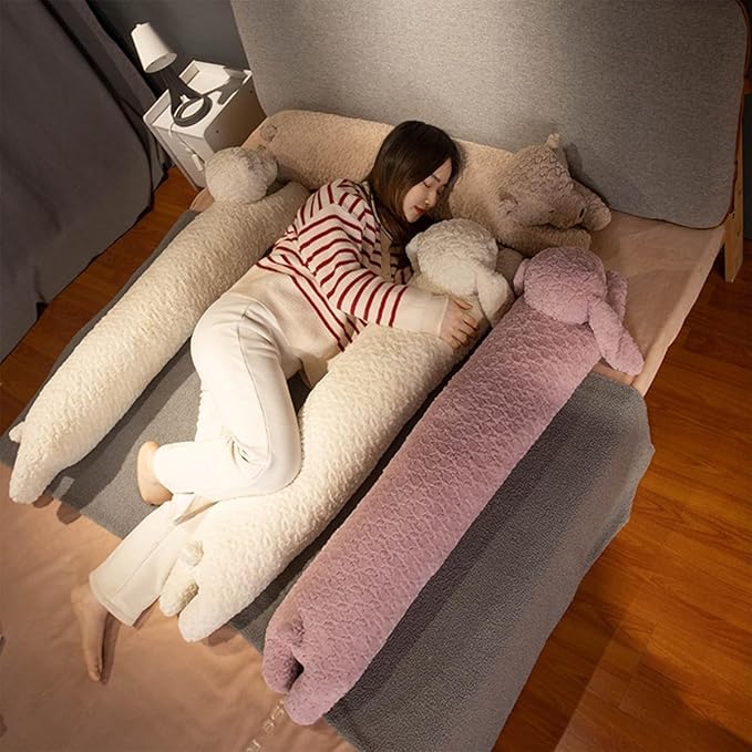 Hofun4U Rabbit Plush Pillow, Rabbit Stuffed Animal, Rabbit Plush Long Body Pillow for Kids Adults (White,35 inch)