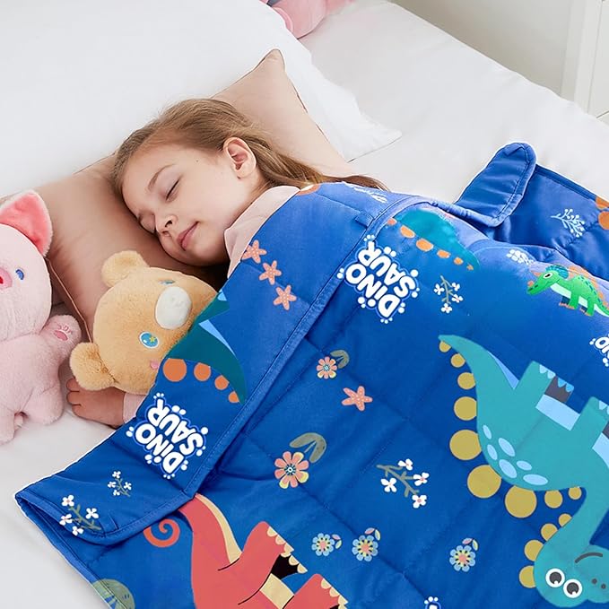 Weighted Blanket - 10 lbs Blue Dinosaur Heavy Blanket - Small Size Breathable Lap Blanket(50"x60", 10 lbs)