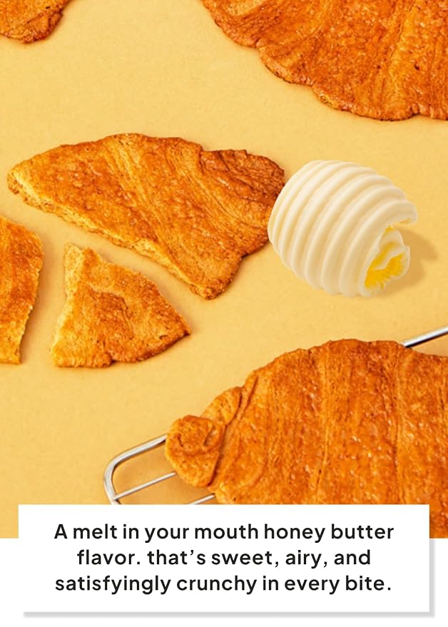 Korean Food Flat Croissant Snack, Honey Butter, Crispy Chips, 10 Pack | honey butter flavor, individually wrapped, shelf-stable snack