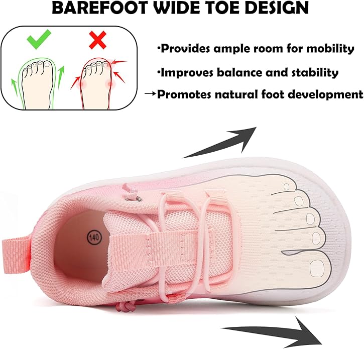 MORENDL Wide Toddler Shoes Baby Walking Shoes Girls Boys Zero Drop Minimalist Sneakers Slip On Tennis Shoe Breathable Naturally Flexible
