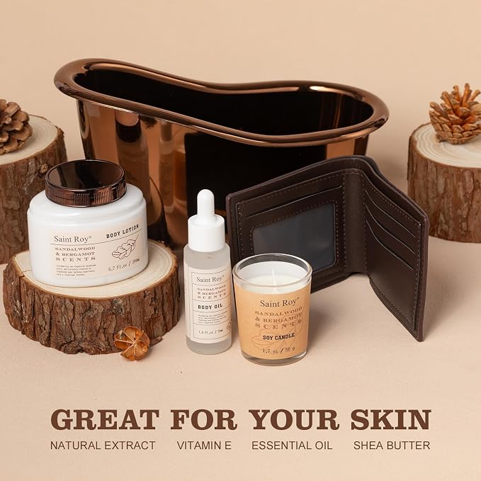 Bath Gifts for Men Dad Birthday Gifts Spa Kit Cedar & Bergamot Mens Gift | Bath Gift Set and Shower Gift Bath and Body Gift Basket Set Mans Gift Bath Spa Kit Spa Baskets, Home Spa Care Men Gift set