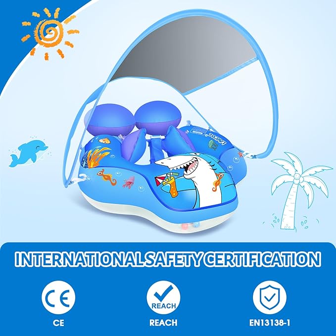 LAYCOL Baby Swimming Float with UPF50+ Sun Canopy Baby Floats for Pool No Flip Overbaby Pool for Baby Age of 3-36 Months