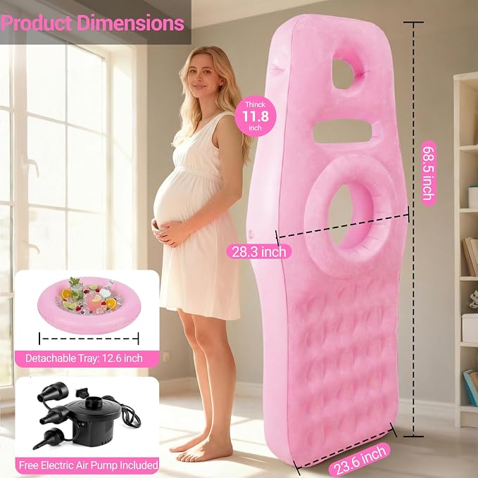 Inflatable Pregnancy Pillow with Belly & Head Hole, Prone Pregnancy Pillow for Stomach Sleepers, Belly Pillow Pregnancy Mattress for Pregnant Women, Maternity airbed Pool Float for Tummy Massage