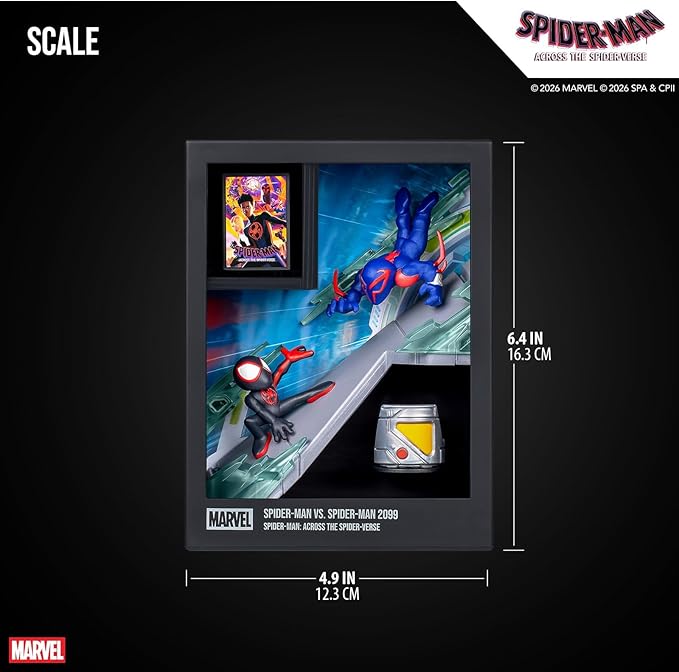 Fandrop MV06 - Spider-Man VS. Spider-Man 2099, A Displayable Diorama, Artifacts & Scene Marker That Creates an Elite Display to Enhance The Collection, 5 Marvel to Collect