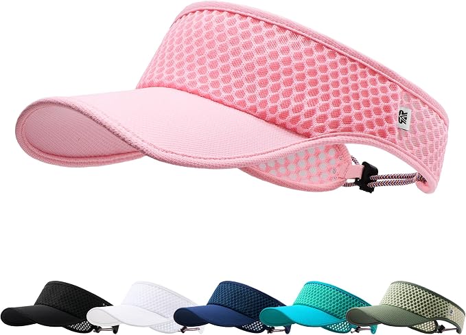AUSFLUG Sun Visor Hat Men Women - Moisture Wicking Lightweight Sports Cap | Quick dry breathable mesh, adjustable ponytail strap, sun blocking for golf, tennis, pickleball, running, beach, hiking