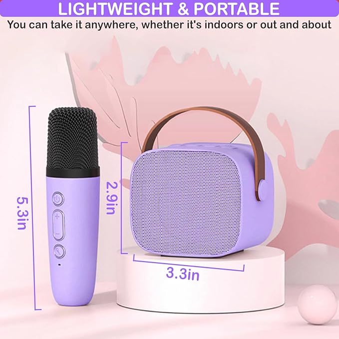 Mini Karaoke Machine for Kids & Adults, Kids Toys for Girls & Boys Gifts, Bluetooth Speaker with 1 Wireless Microphone for Kids Adults Toddler Girls Home Party Birthday Gifts Purple