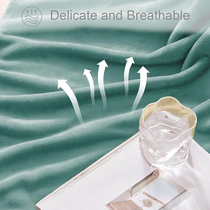 Exclusivo Mezcla Soft Fleece Blanket Queen Size for Bed, Celadon | 90x90 Inches, Double-Sided Brushed Flannel, Lightweight Plush Cozy Blanket for Home Decor, All Season, Machine Washable